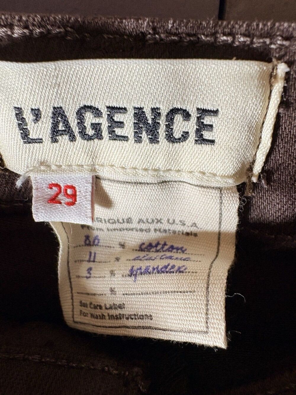 L’Agence Wanda Raw Hem Coated Jeans 29 Espresso High Rise Crop Wide Leg - Picture 3 of 10